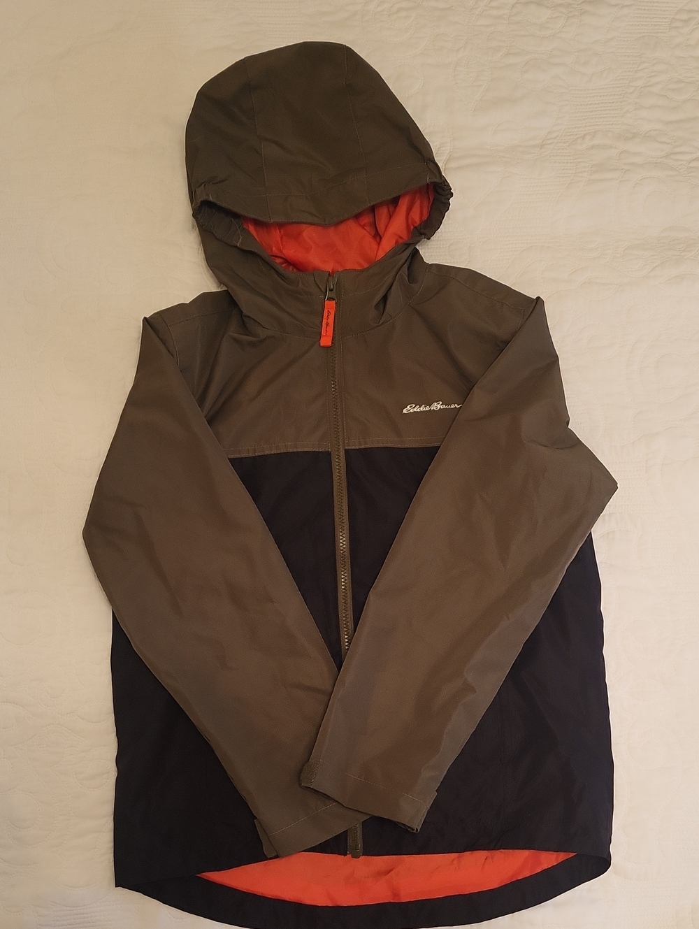 Eddie Bauer Olive, Black & Orange Hooded Windbreaker